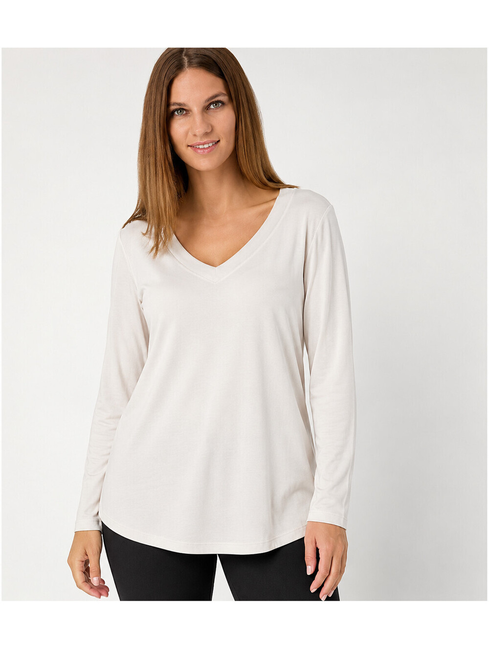 Susan Graver Modern Essentials Regular Liquid Knit Tunic Top Ivory, X-Large